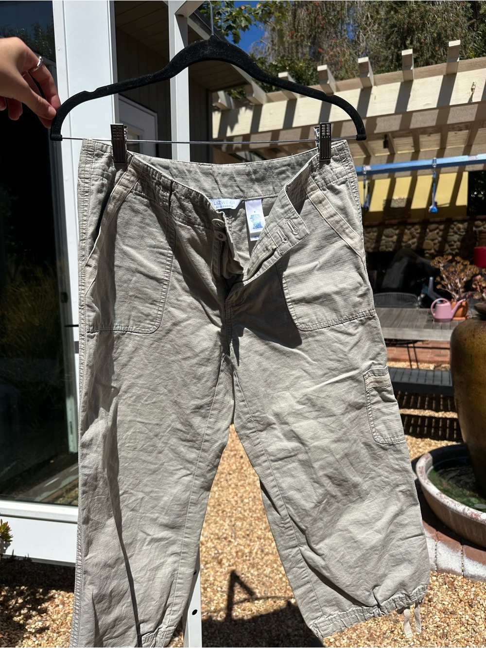Liz Claiborne Tan Cargo long shorts with Elastic Hem